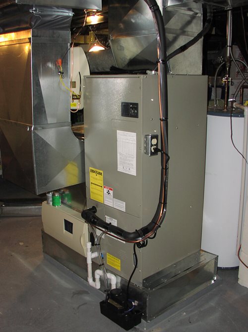Air handler with Aprilaire air cleaner and humidifier