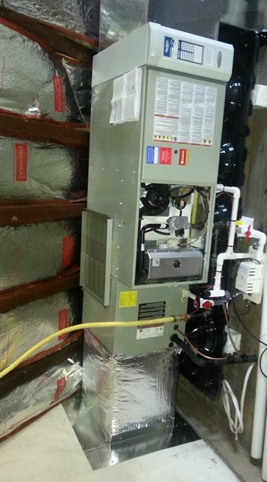 Carrier Gas Furnace High Efficiency Horizontal existing home retrofit Installation